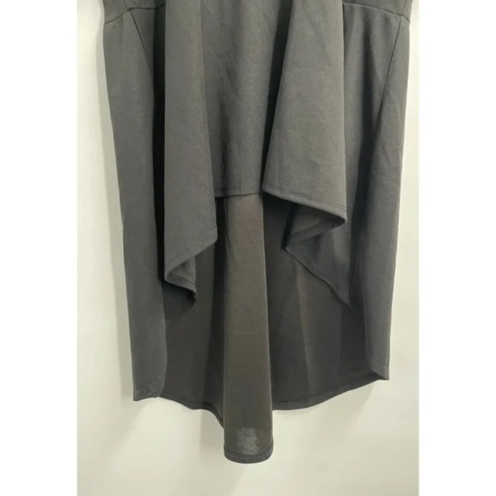 SHEIN Curve Black Mock Neck Mesh‎ Panel High Low Dress Plus Size 4XL
